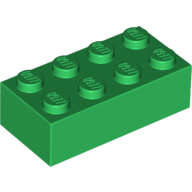 Lego kostka (kostička) 2x4, zelená (300128, 4106356)